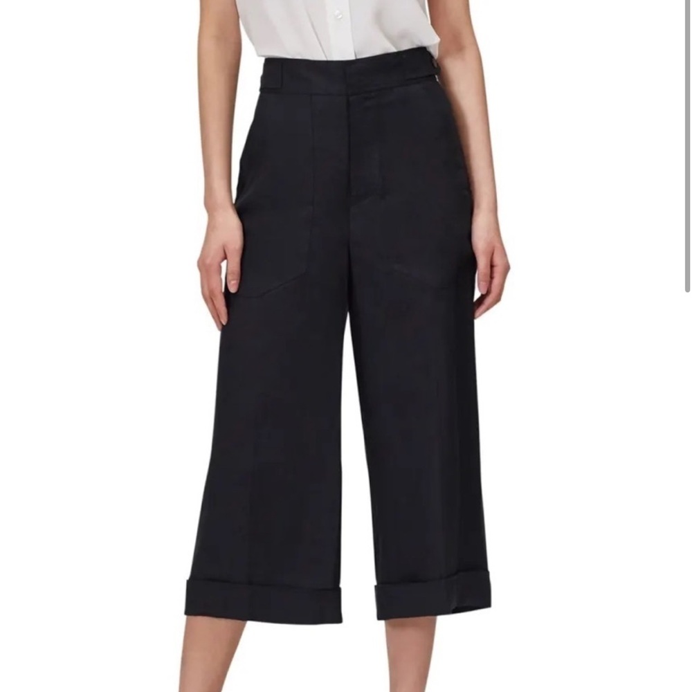 Equipment Kalil Black Linen Wide Crop Trouser Pants